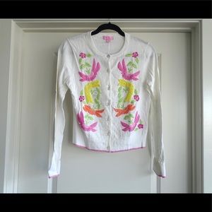 Lily Pulitzer white embroidered cardigan size M